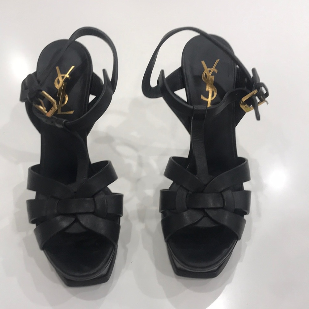 Saint Laurent classic sandal in black leather - Picture 1 of 4